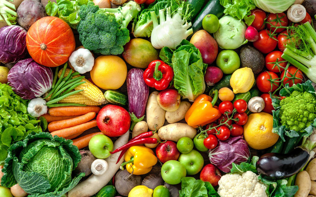 Assortment of fresh fruits and vegetables