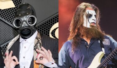 A composite photograph of Slipknot&rsquo;s Sid Wilson and Jim Root