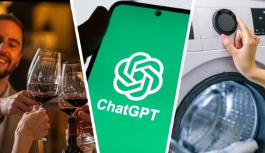 3-way image. ChatGPT, wine and washing machine.