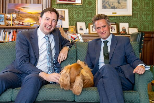 Sir Gavin Williamson and his dog Lottie with David Williamson Sir Gavin Williamson and his dog Lottie with David Williamson