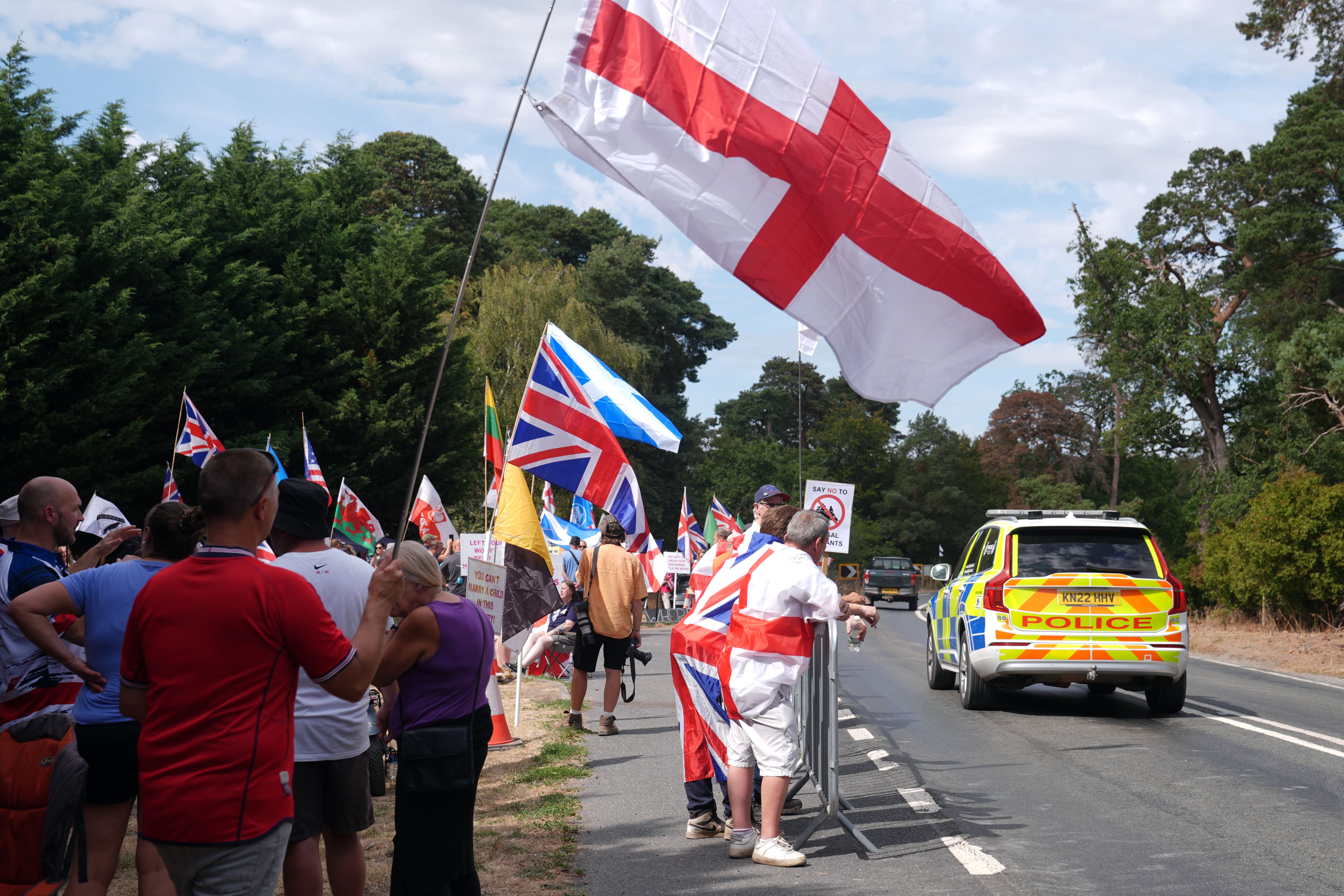 There have been protests at the site since the Home Office announced plans for RAF Barnham in Suffolk to be used to house asylum seekers (Joe Giddens/PA)