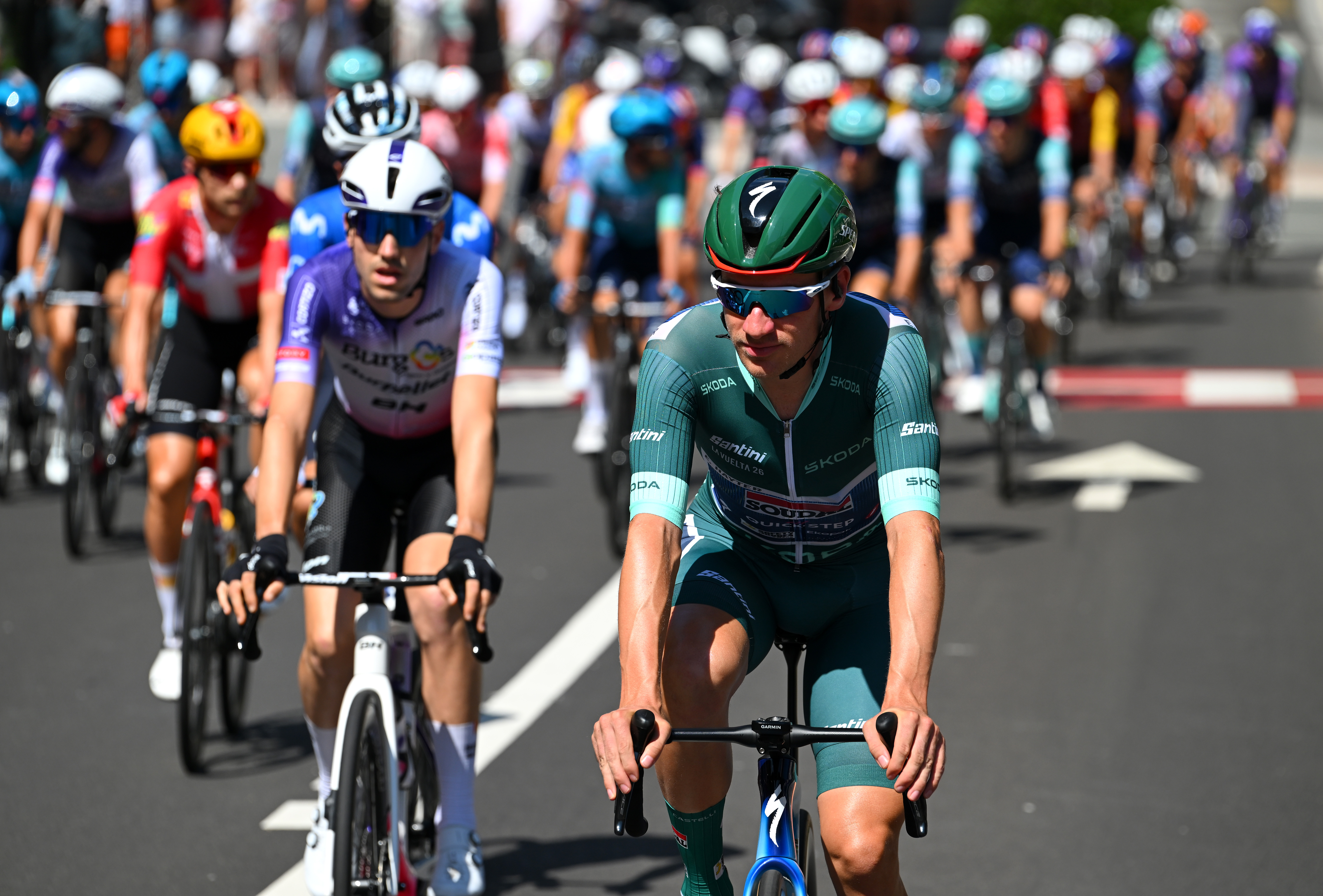 MONACO - AUGUST 23: Ethan Hayter of Great Britain and Team Soudal Quick-Step - Green points jersey prior to the La Vuelta - 81st Tour of Spain 2026, Stage 2 a 214.3km from Monaco to Manosque 408m / #UCIWT / on August 23, 2026 in Monaco, Monaco. (Photo by Tim de Waele/Getty Images)