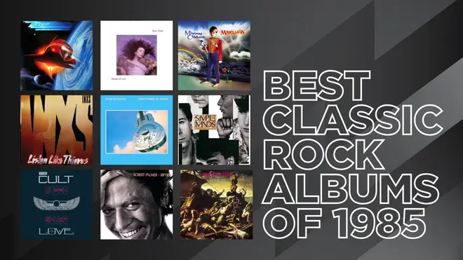 Some of the biggest rock albums of 1985: Misplaced Childhood, Afterburner, Brothers In Arms and Love.