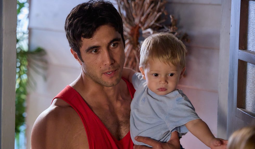 EMBARGO 10/08/2026 Tane Parata with Archie in Home and Away embargo 10082026 tane parata with archie in home and away