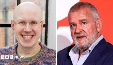 A composite image of Matt Lucas and Hugh Bonneville
