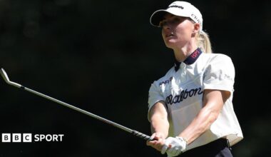Charley Hull of England plays her third shot on the third hole on Day Two of the PIF London Championship at The Centurion Club