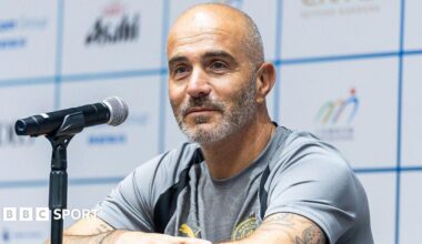 Head coach Enzo Maresca of Manchester City talks to media at the Kai Tak Stadium in Hong Kong, China