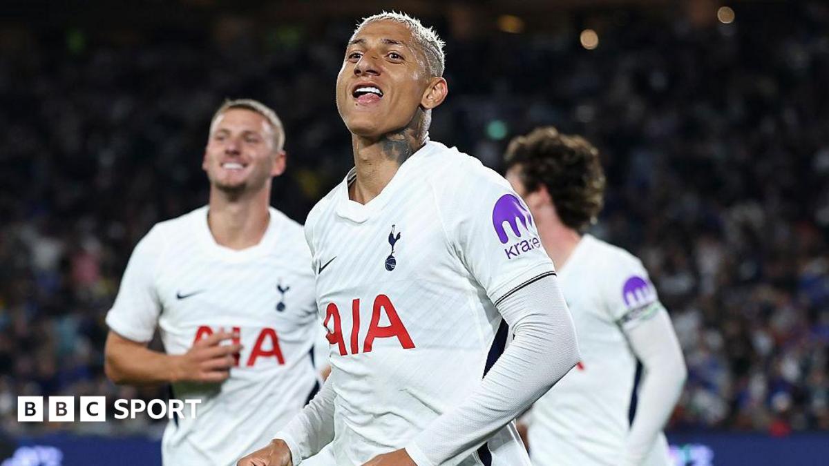 Richarlison with his tongue in his cheek after celebrating his Spurs goal against Chelsea