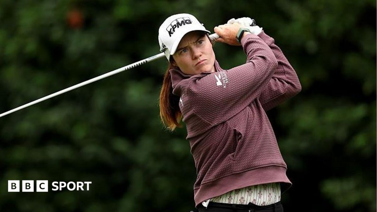 Leona Maguire looks down the fairway after taking a shot
