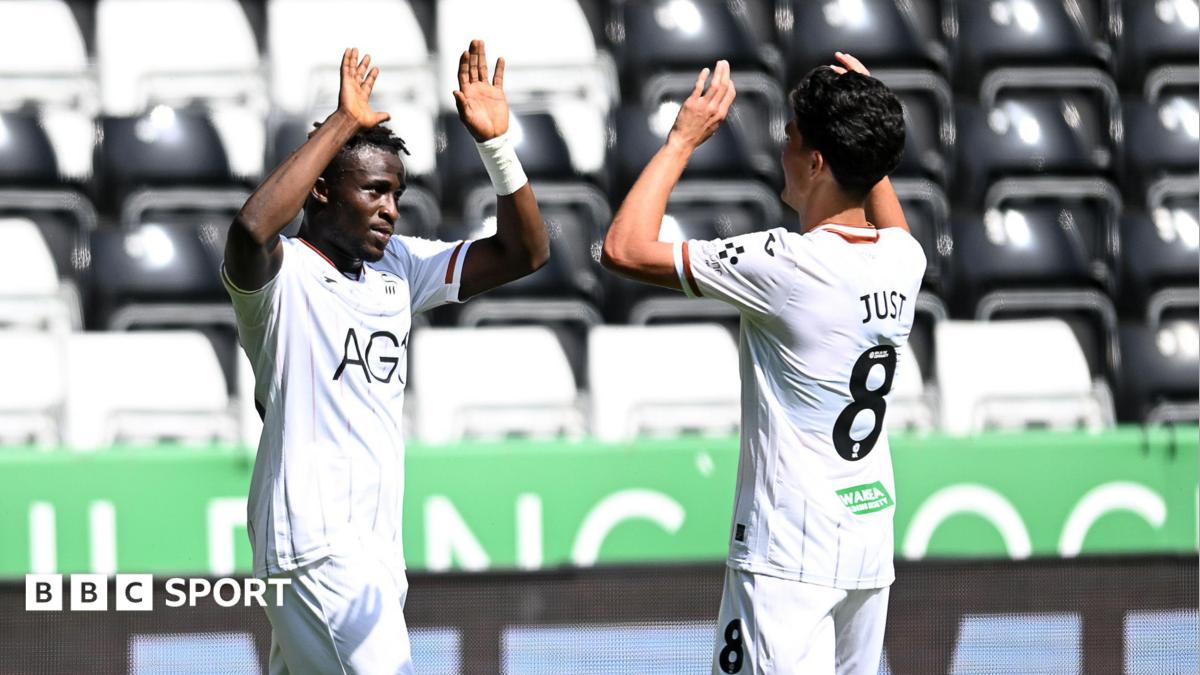 Joseph Opoku (left) celebrates with Elijah Just