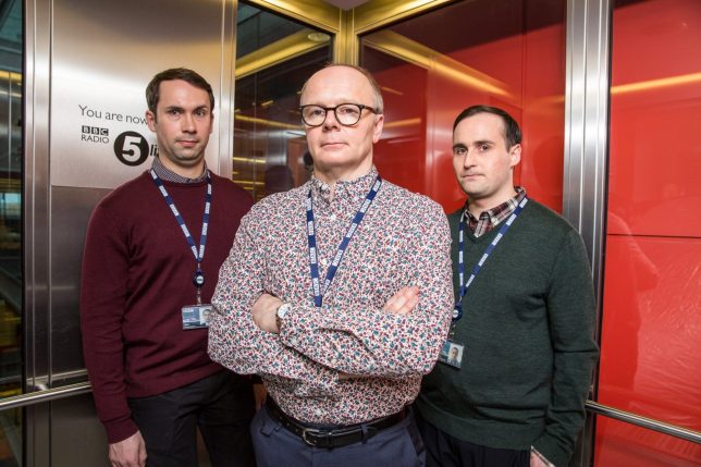 Television Programme: W1A - Picture Shows: L-R Ben (MAX OLESKER), Simon Harwood (JASON WATKINS), Jerry (IVAN GONZALEZ) - (C) BBC - Photographer: Jack Barnes