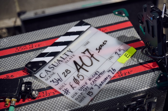 Casualty clapperboard at Pinewood Studios