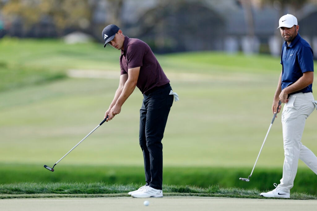 Ludvig Aberg and Scottie Scheffler during the third round of the Arnold Palmer Invitational