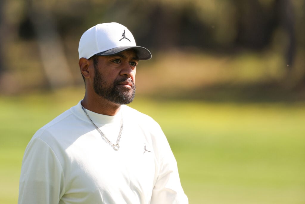 Tony Finau of the United States looks on the 14th green during the first round of the AT&T Pebble Beach Pro-Am 2026