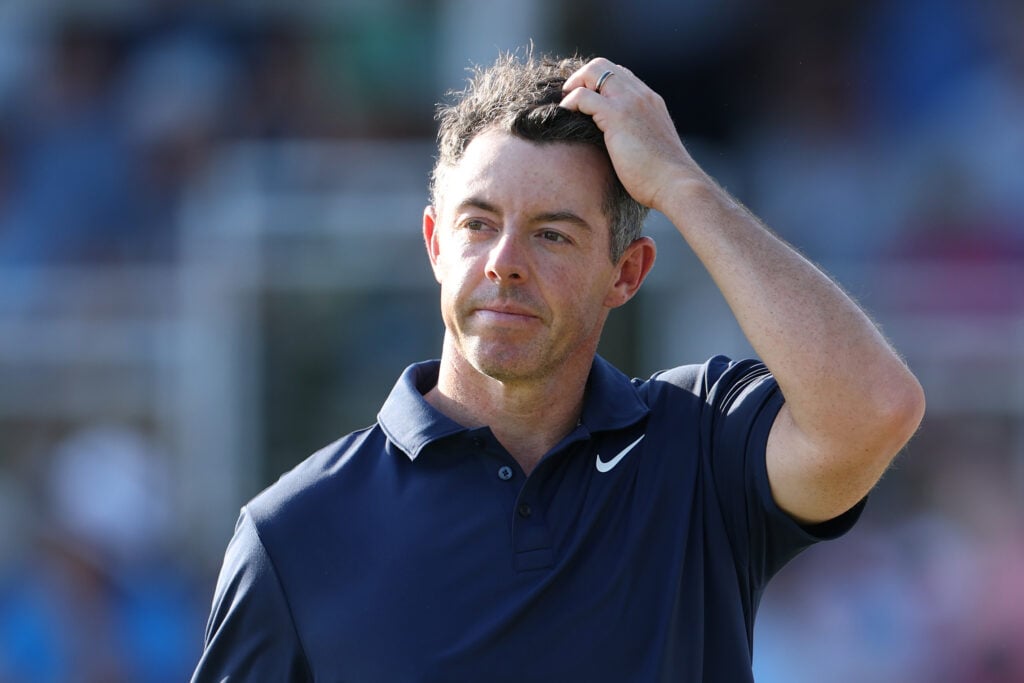 Rory McIlroy looks on after completing his final round at the PGA Championship