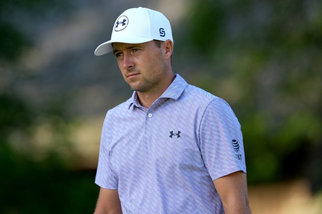 Jordan Spieth of the United States walks from the second tee during the first round of the the Memorial Tournament presented by Workday 2026 at Muirfield Village Golf Club