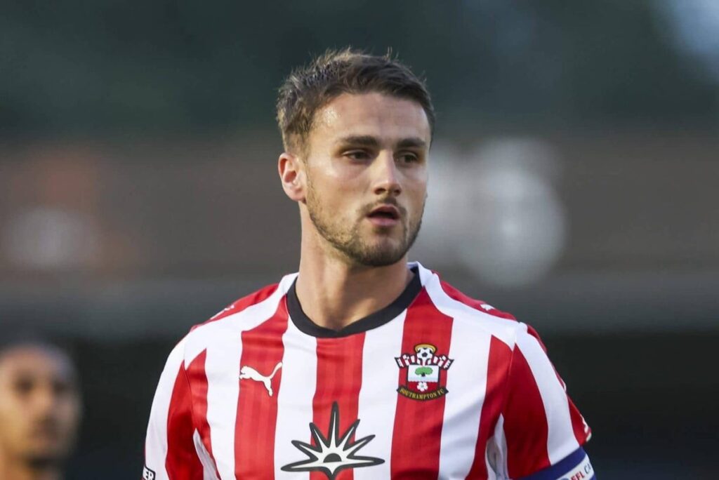 Taylor Harwood-Bellis of Southampton during friendly fixture between Eastleigh and Southampton