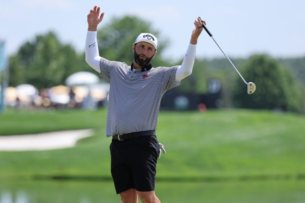 Jon Rahm on the final hole during the second round of LIV Golf New York