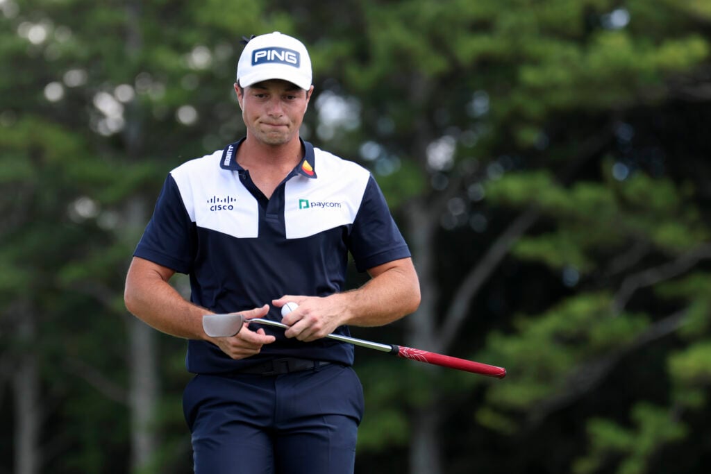 Viktor Hovland on the seventh green at East Lake during the final round of the Tour Championship