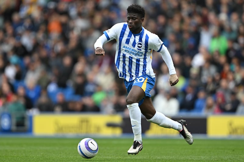 Carlos Baleba would be United’s third midfielder recruit of the summer. Photograph: Mike Hewitt/Getty Images