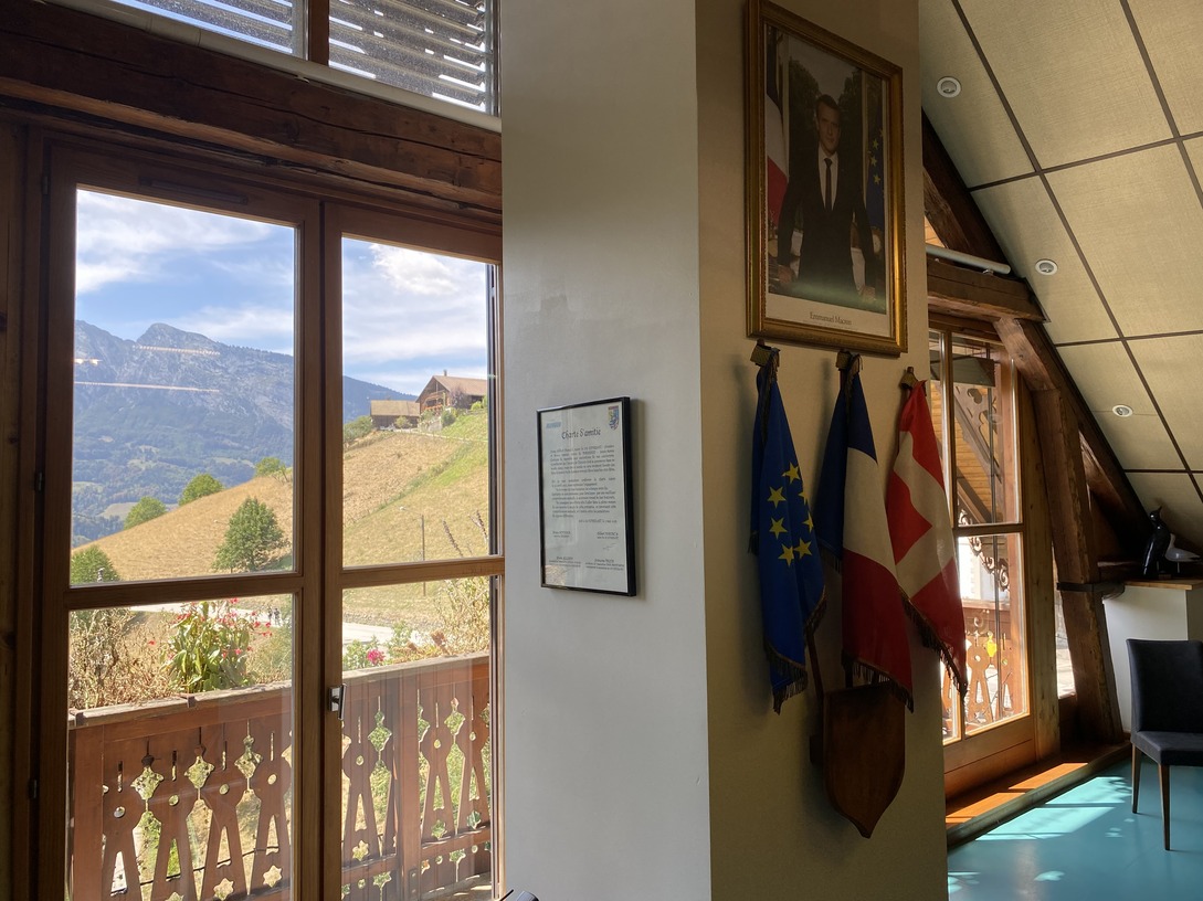 View on the mountains in the window