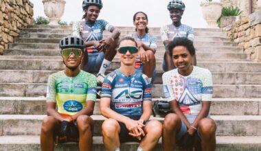 Ashleigh Moolman Pasion sitting alongside Team Amani riders