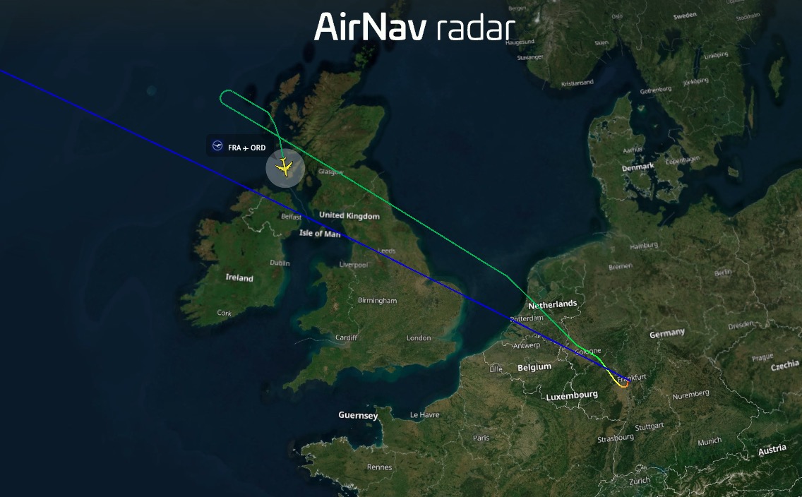Lufthansa Boeing 747 flight LH430 to Chicago is declaring an emergency and diverting