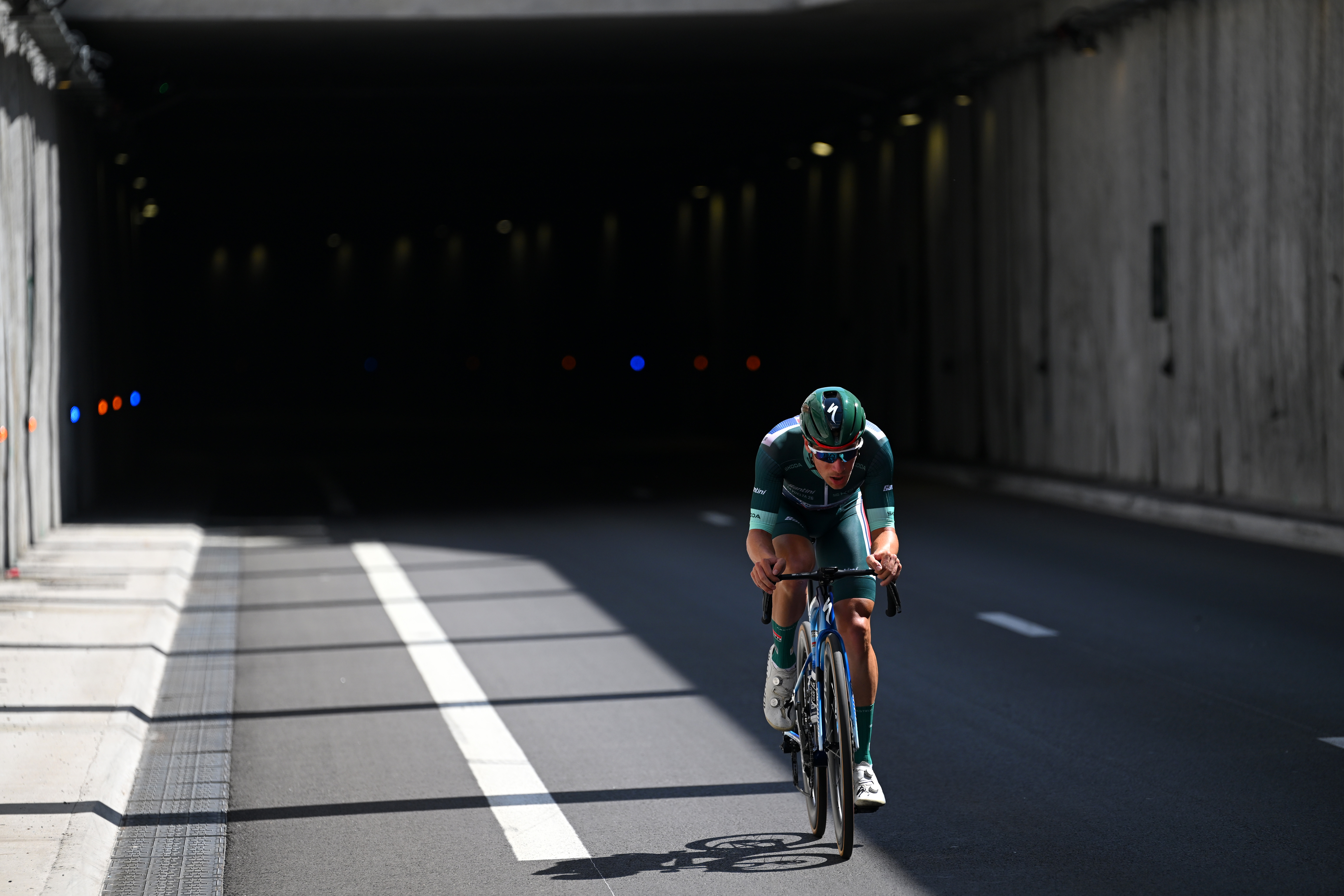 MANOSQUE, MONACO - AUGUST 23: Ethan Hayter of Great Britain and Team Soudal Quick-Step - Green points jersey competes during the La Vuelta - 81st Tour of Spain 2026, Stage 2 a 214.3km from Monaco to Manosque 408m / #UCIWT / on August 23, 2026 in Manosque, Monaco. (Photo by Tim de Waele/Getty Images)