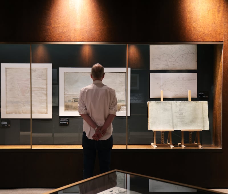 Colum O'Riordan at the exhibition ‘Pivot Points: moments and movements in the development of Ireland’s built environment’. Photograph: Bryan O’Brien/The Irish Times   