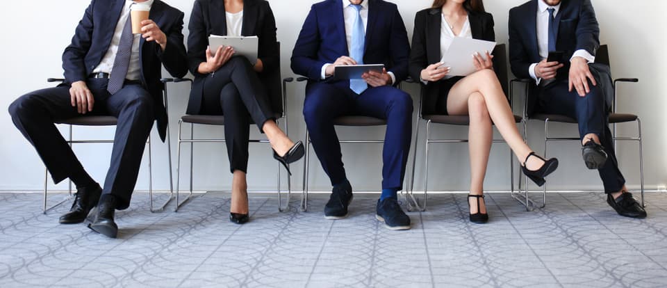 Stressful people waiting for job interview