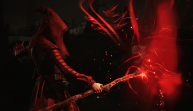 Noa releases red tendrils of magic from her staff