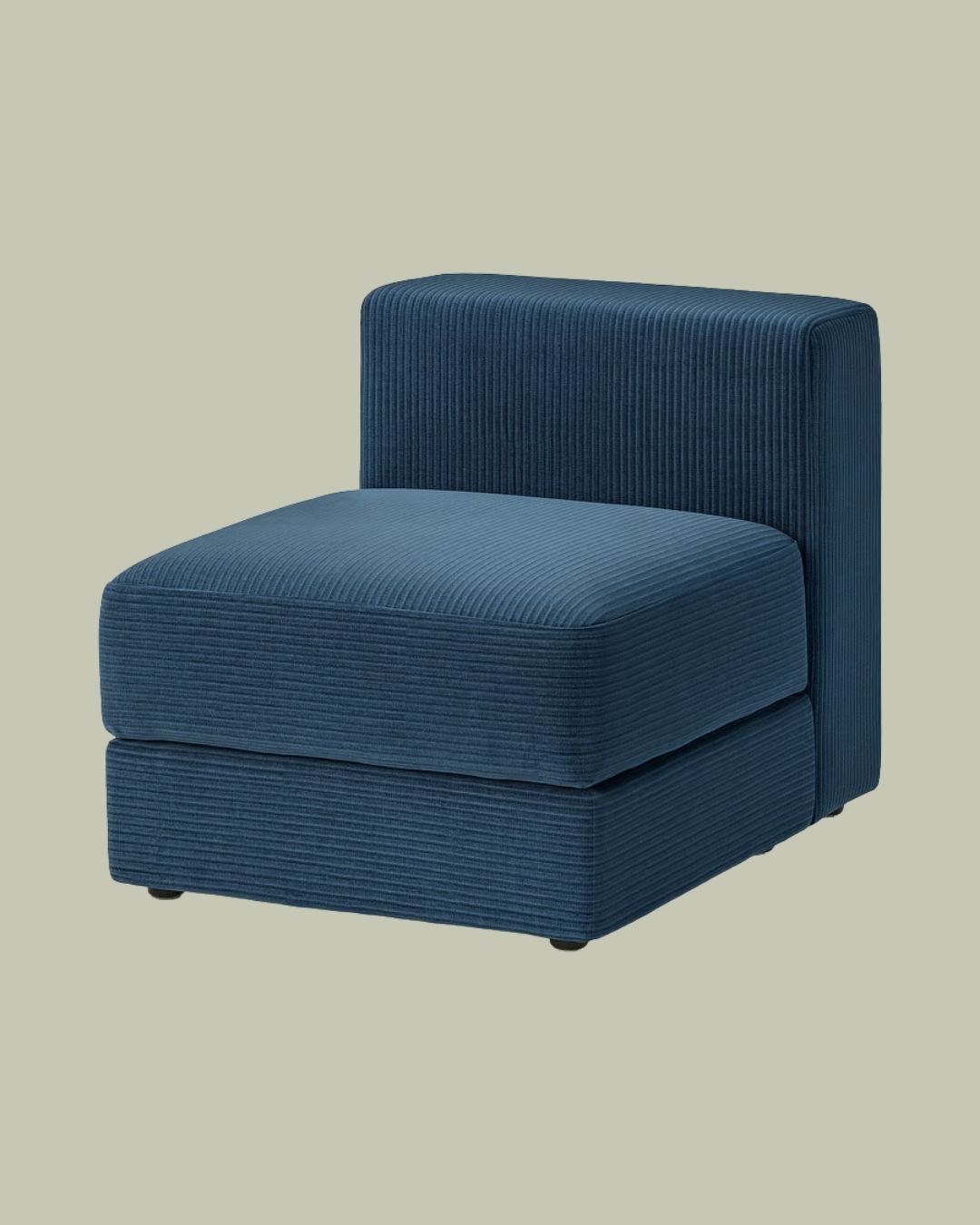 J&Auml;ttebo 1-Seat Module With Storage in Samsala Dark Blue against pale green background.