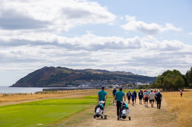 Gavin O’Neill and Thomas Higgins at Woodbrook during the Home Internationals. Photograph: Tom O'Hanlon/Inpho