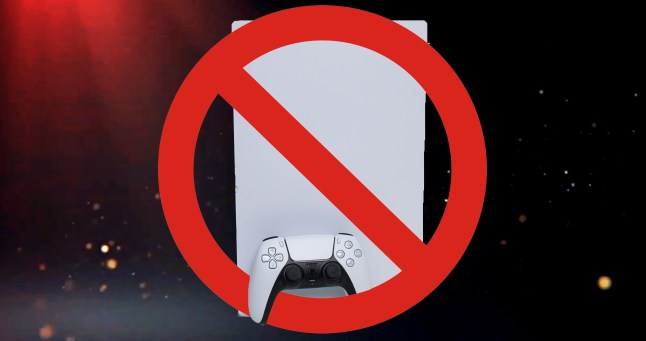 PS5 console in stop sign symbol