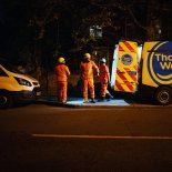 Engineers from a Thames Water leak hunting team unloads equipment from their van during a night shift in London. (Photographer: Jose Sarmento Matos/Bloomberg via Getty Images
