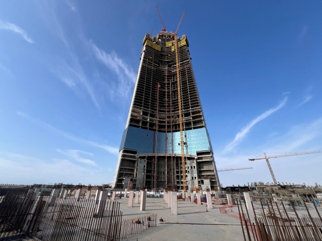 A view of the construction site of Jeddah Tower, set to be the tallest building in the world, in Jeddah, Saudi Arabia, January 20, 2025. REUTERS/Ibraheem Abu Mustafa