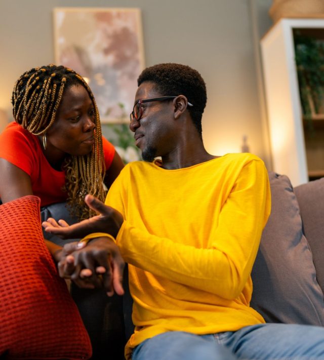 Happy young couple spending quality time together at home