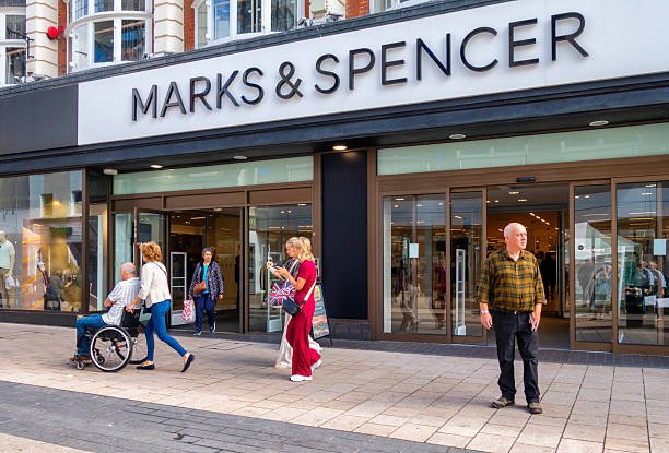A branch of the British chain of department stores Marks & Spencer (M&S) in the High Street in Bromley, Kent (South East London).