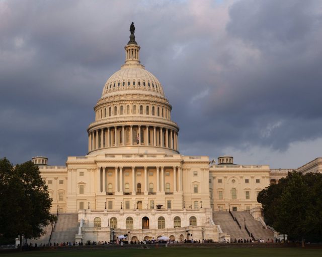 WASHINGTON, DC - AUGUST 12: The U.S. Capitol building is seen at sunset on August 12, 2026 in Washington, DC. (Photo by Kevin Carter/Getty Images)