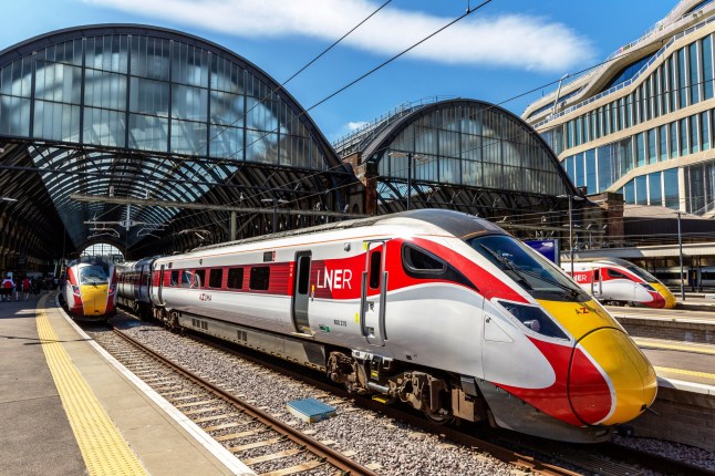 LONDON, UK - AUGUST 11, 2024: British Rail Class 8010 Azuma high speed trains of LNER at London Kings Cross railway station in London, England, United Kingdom; Shutterstock ID 2722533431; purchase_order: -; job: -; client: -; other: