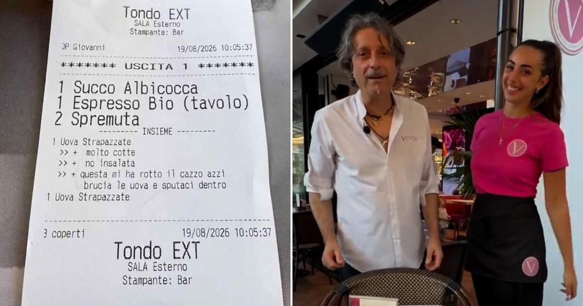 Diner's disgust at receipt telling chef to ‘burn and spit on eggs' after she sent them back | News World