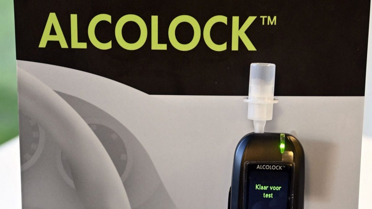 Illustration picture shows a alcolock alcohol lock set during the presentation of a study by VIAS institute on the efficiency of the alcolock alcohol lock in cars, in Brussels, Wednesday 11 January 2023. BELGA PHOTO ERIC LALMAND (Photo by ERIC LALMAND / BELGA MAG / Belga via AFP) (Photo by ERIC LALMAND/BELGA MAG/AFP via Getty Images)