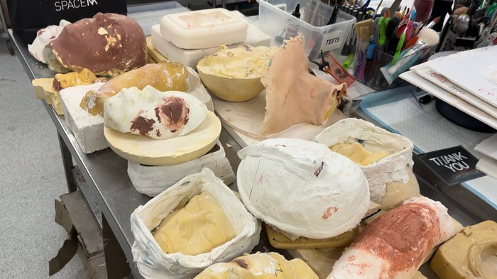 Various fake body parts are prepared at the Casualty studios in Cardiff
