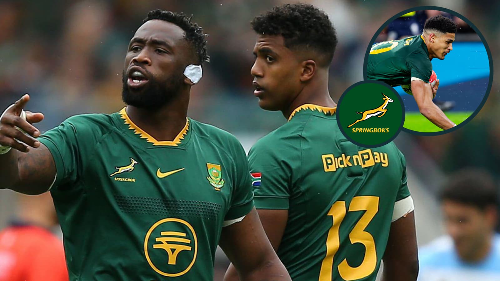 Springboks team v Argentina: Siya Kolisi, Eben Etzebeth and Sacha Feinberg-Mngomezulu start
