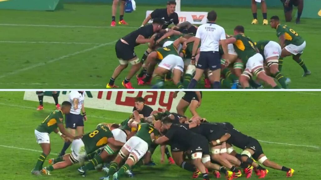 Springboks scrums versus New Zealand (images via: SuperSport's Final Whistle Presents Side Entry show)