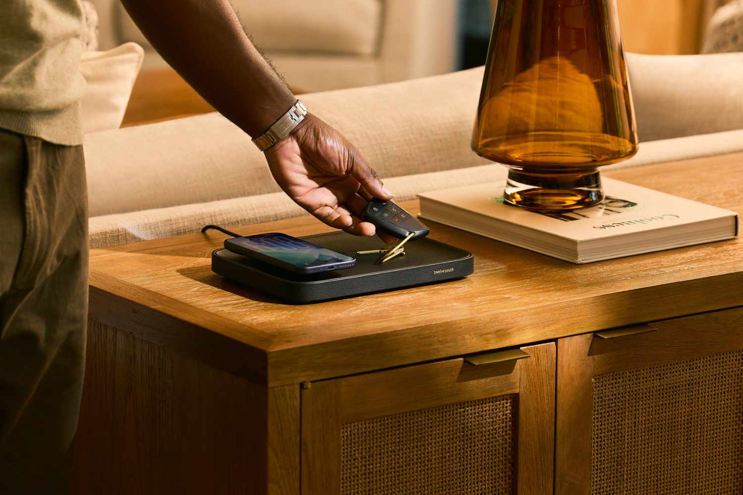 Twelve South Qi2 wireless charging pad with Nappa leather comes in two sizes