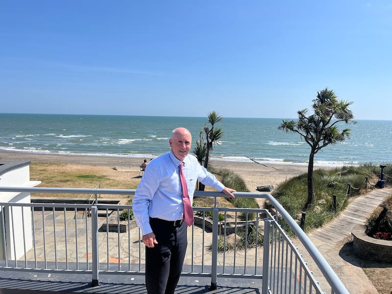 Bill Kelly on a rear balcony overlooking the Irish Sea at Kelly's Hotel in Rosslare Strand. Photograph: Steven Carroll