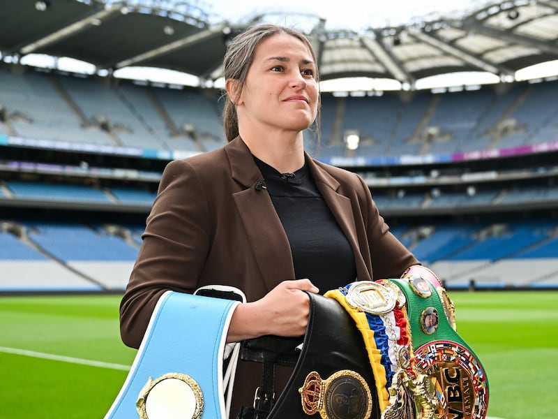 Katie Taylor at Croke Park where she will fight IBO champion Flora Pili for the undisputed super-lightweight championship of the world. Picture: Ramsey Cardy/Sportsfile