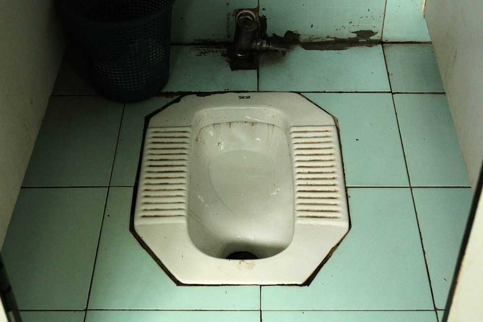 A squat toilet in Beijing