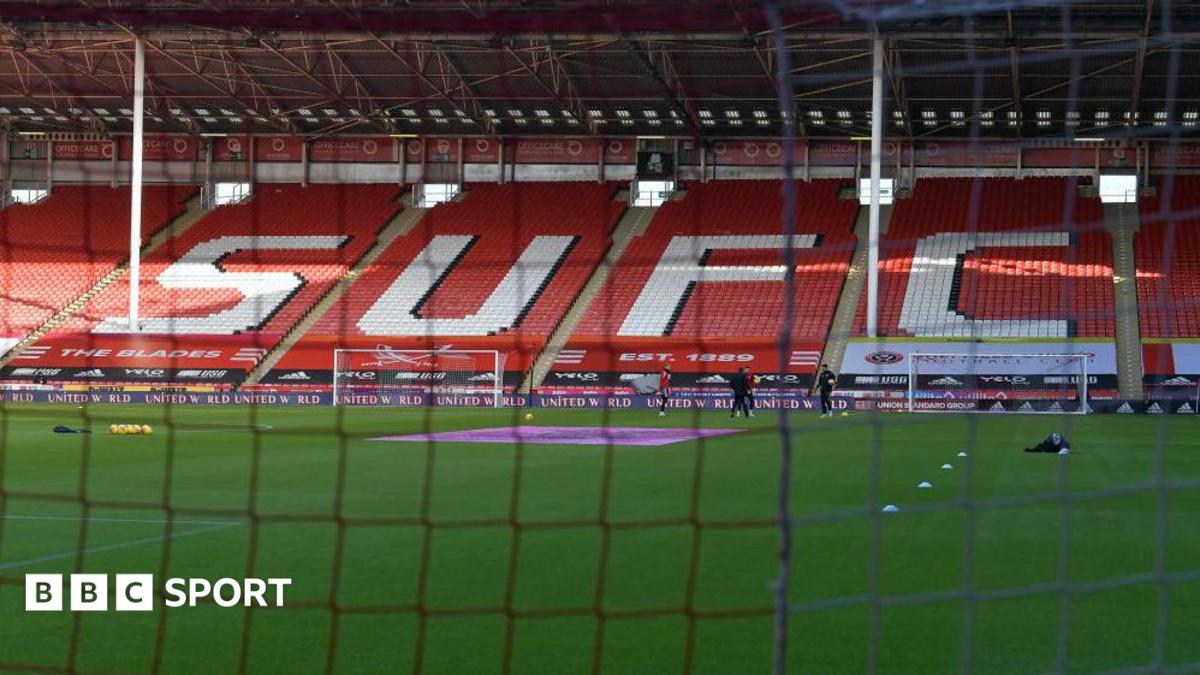 General view of the stadium interior prior to the Premier League match between Sheffield United and West Ham United at Bramall Lane with SUFC on the seats